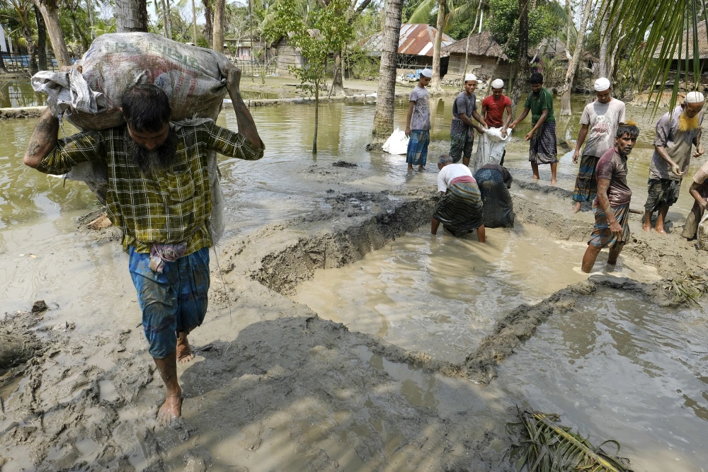 villagers dam mud