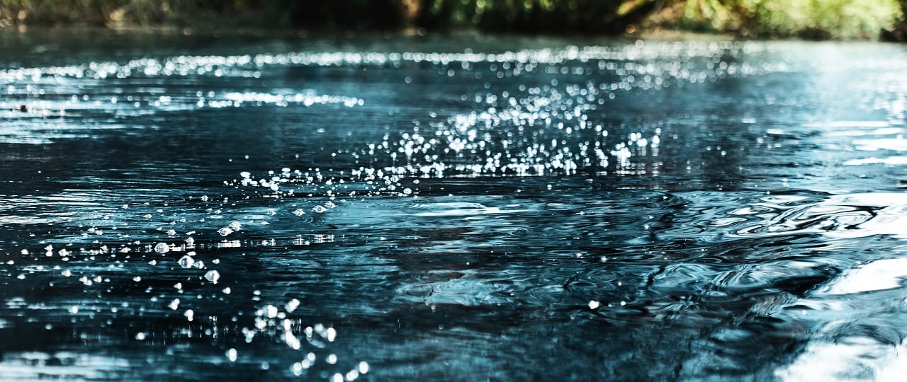 Water bubbling along a stream