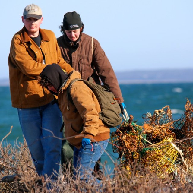 Students shoreline on Cuttyhunk Island in MA