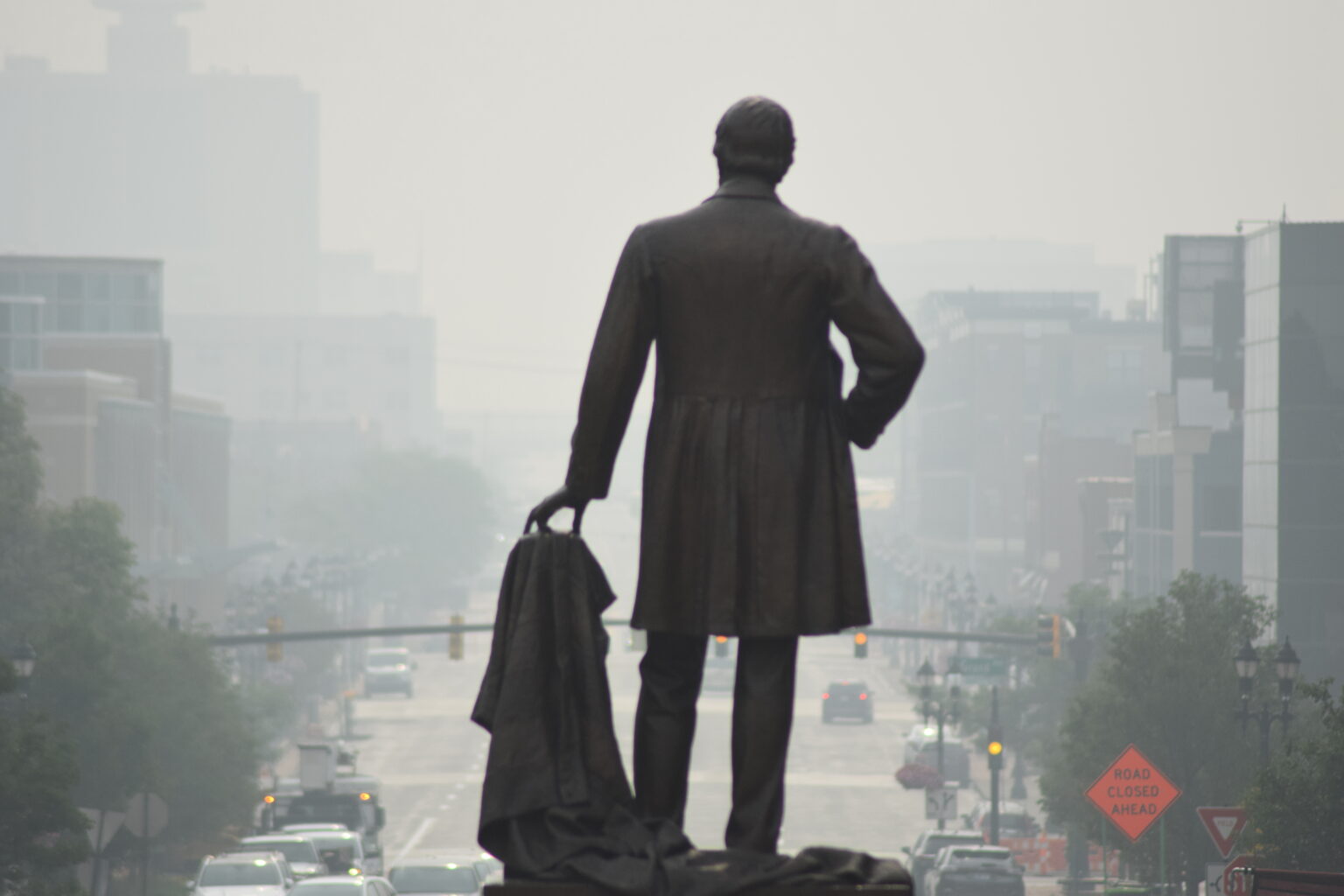 Wildfire smoke from Canada hangs over Lansing on June 29, 2023. | Photo by Anna Gustafson