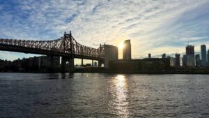 Looking across the water to Cornell Tech, on Roosevelt Island.