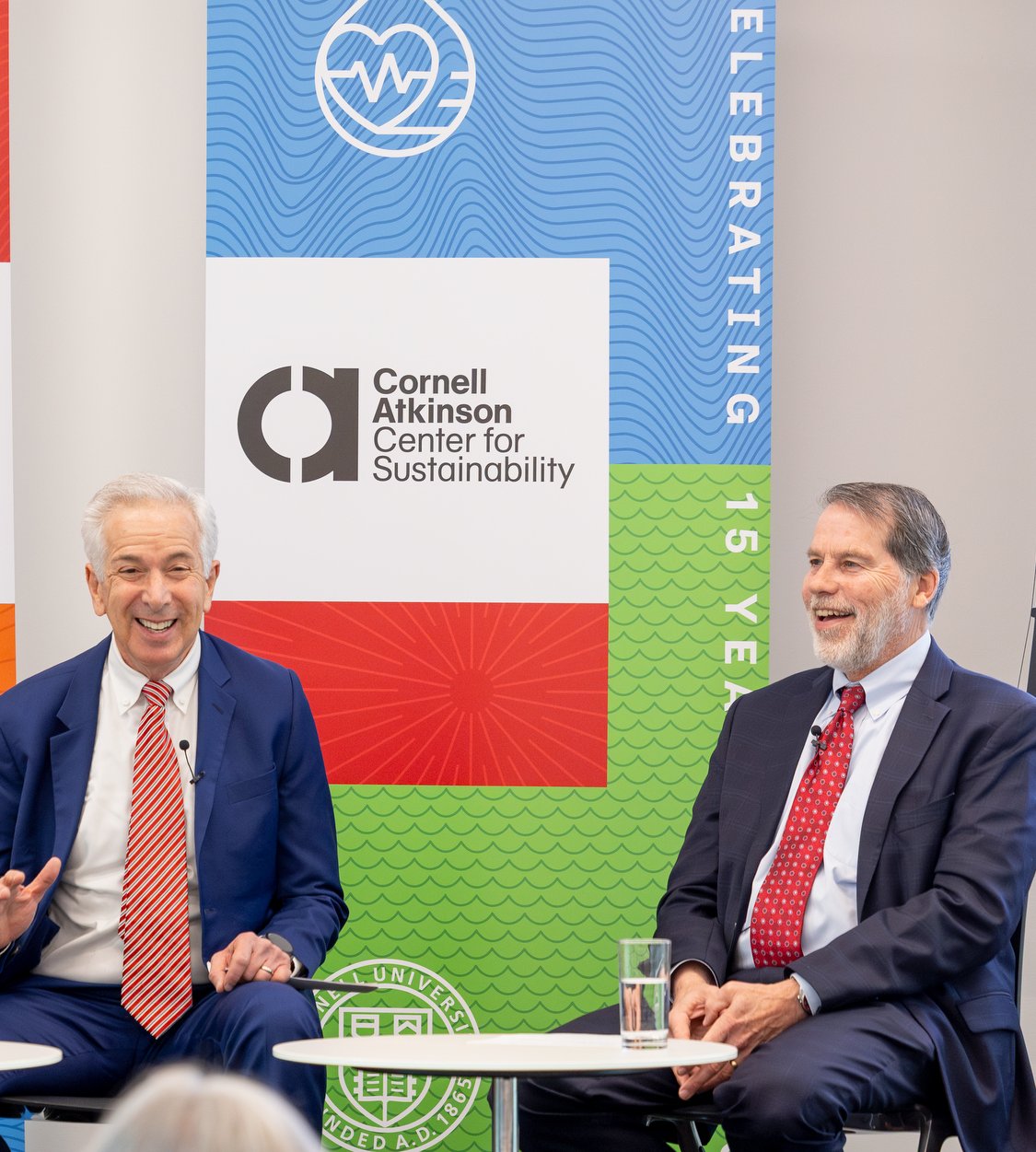Fred Krupp (EDF) and David Lodge (Cornell Atkinson Director) at 15 year celebration