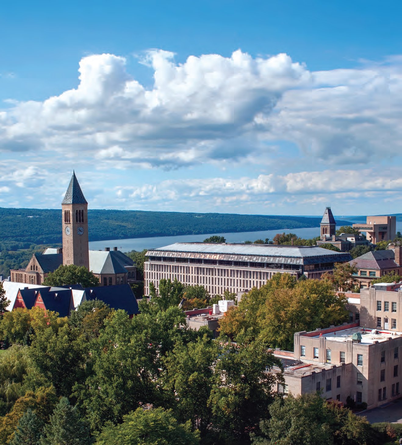 Cornell Campus with Cayuga Lake in the background