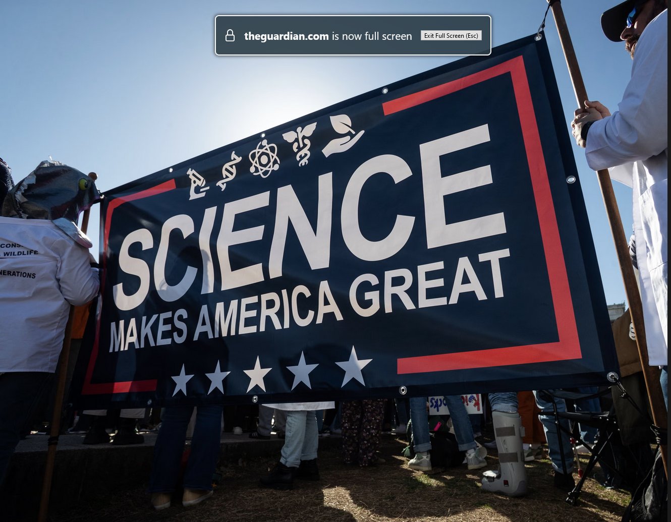 Demonstrators protesting in Washington in March against cuts to science funding. Photograph: Allison Bailey/NurPhoto/Rex/Shutterstock