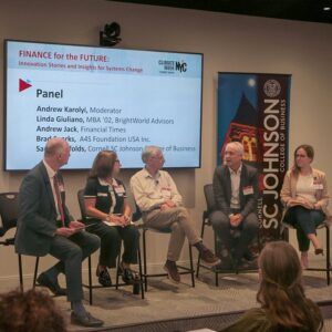 Andrew Karolyi, Dean of SC Johnson School of Business leads a discussion on Finance for the Future at 2025 Climate Week NYC