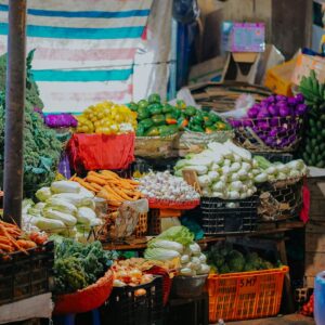 Vegetable stand at a farmers market