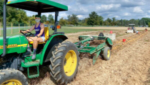 Tractor tilling farmland