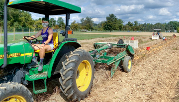 Tractor tilling farmland