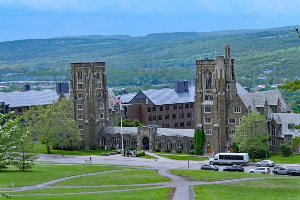 Campus photo of Cornell University, looking down Libe Slope